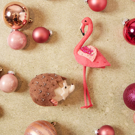 Shimmer Beaded Flamingo Ornament