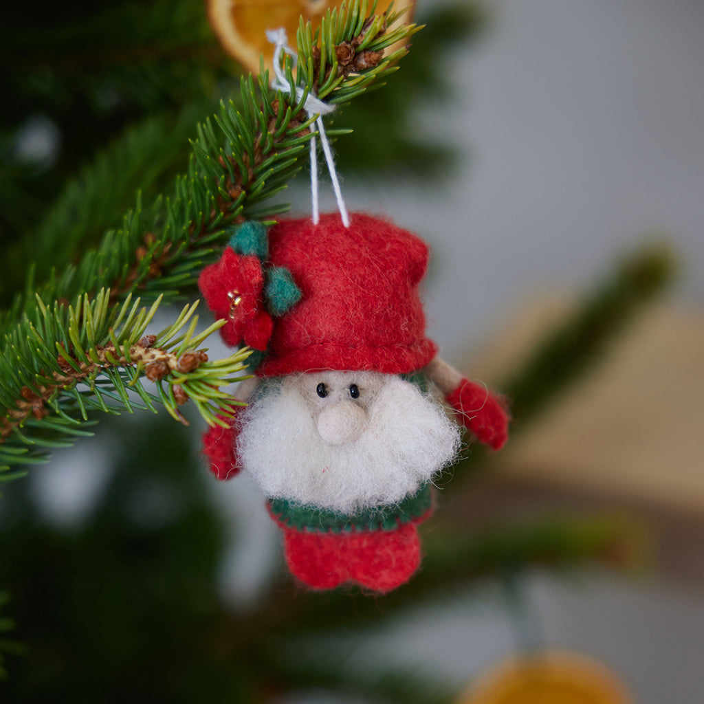 Poinsettia Tomte Gnome Ornament