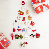 Bundle: Linen Advent Calendar with Set of 24 Mini Ornaments