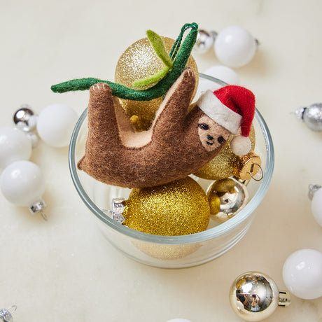 Lazy Santa Sloth Ornament