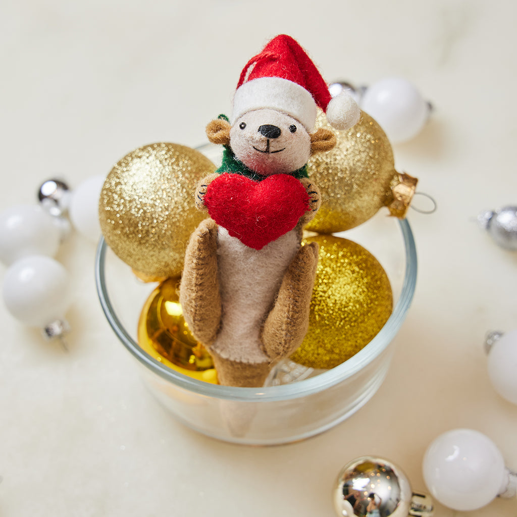 Santa Otter Love Ornament