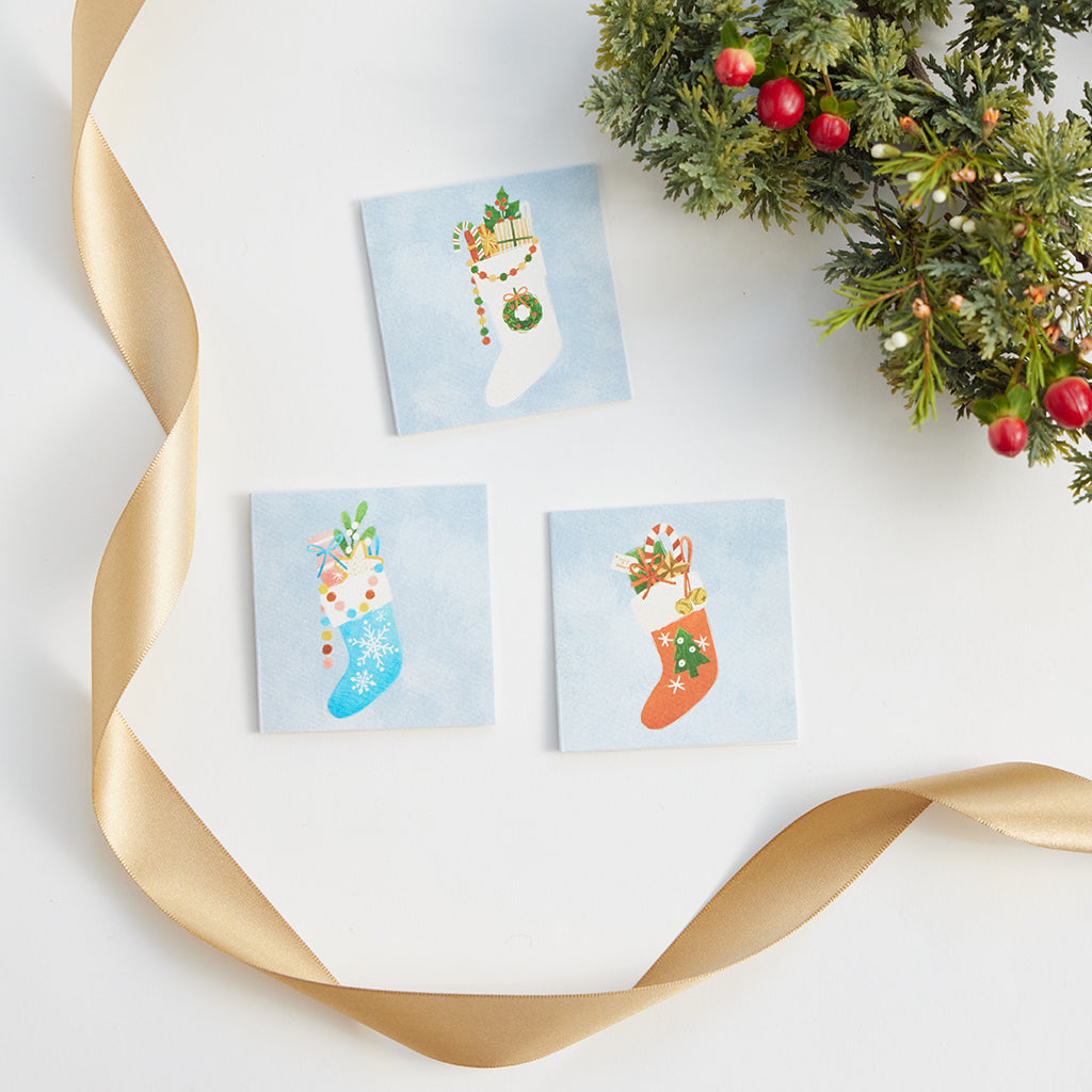 Blue Stocking Mini Gift Card Set of 3