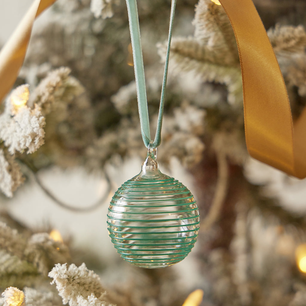 Green Lines Glass Bauble Ornament