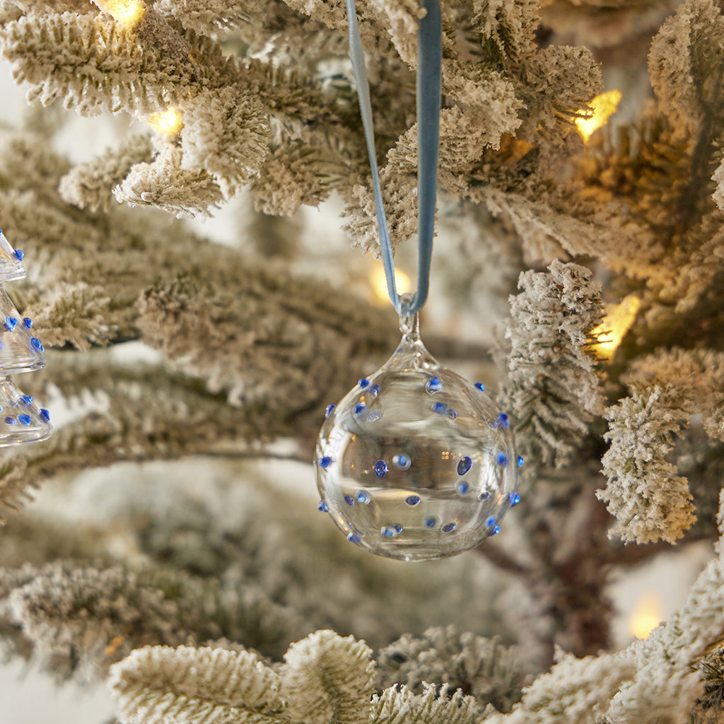 Blue Dots Glass Bauble Ornament