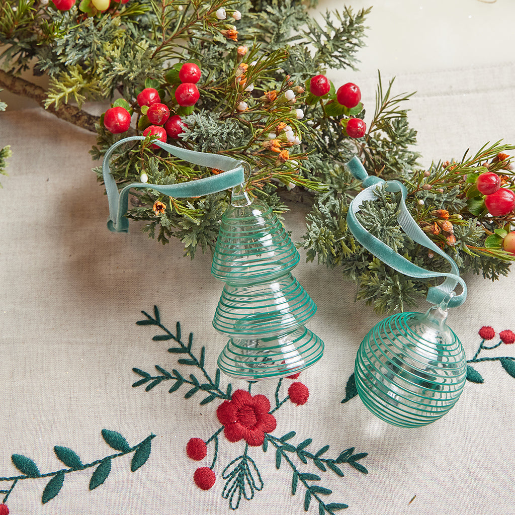 Green Lines Glass Bauble Ornament