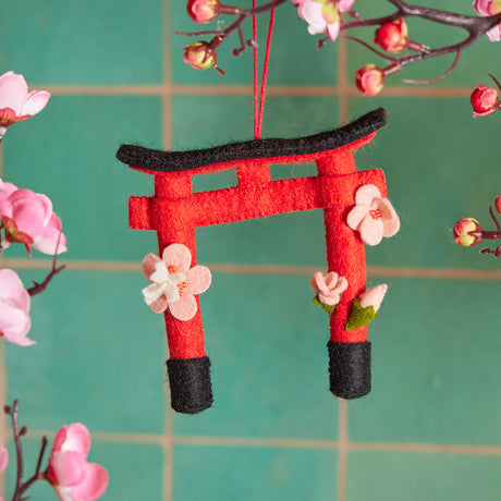 Japanese Gate with Cherry Blossoms Ornament