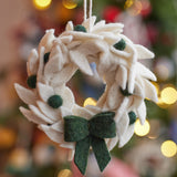 White Holiday Wreath Ornament