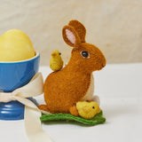 Brown Sitting Bunny with Chicks Ornament