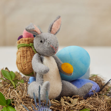 Vintage Easter Egg Bunny with Basket Ornament