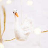 Shimmer Beaded Swan Ornament
