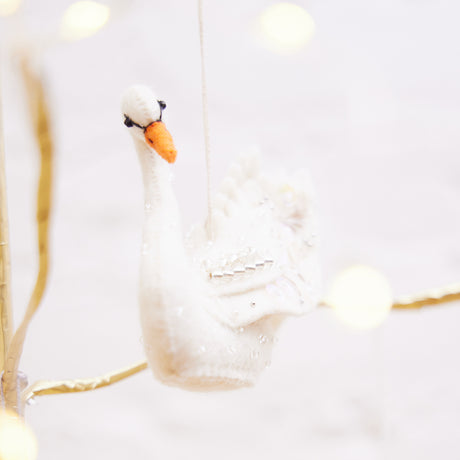 Shimmer Beaded Swan Ornament