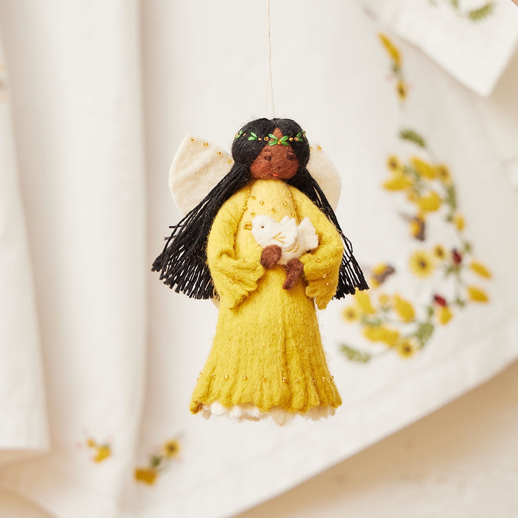 Golden Peace Dove Angel Mini Tree Topper