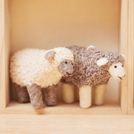 Curly Wool Gray Sheep Ornament