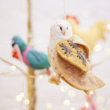 Shimmer Beaded Barn Owl Ornament