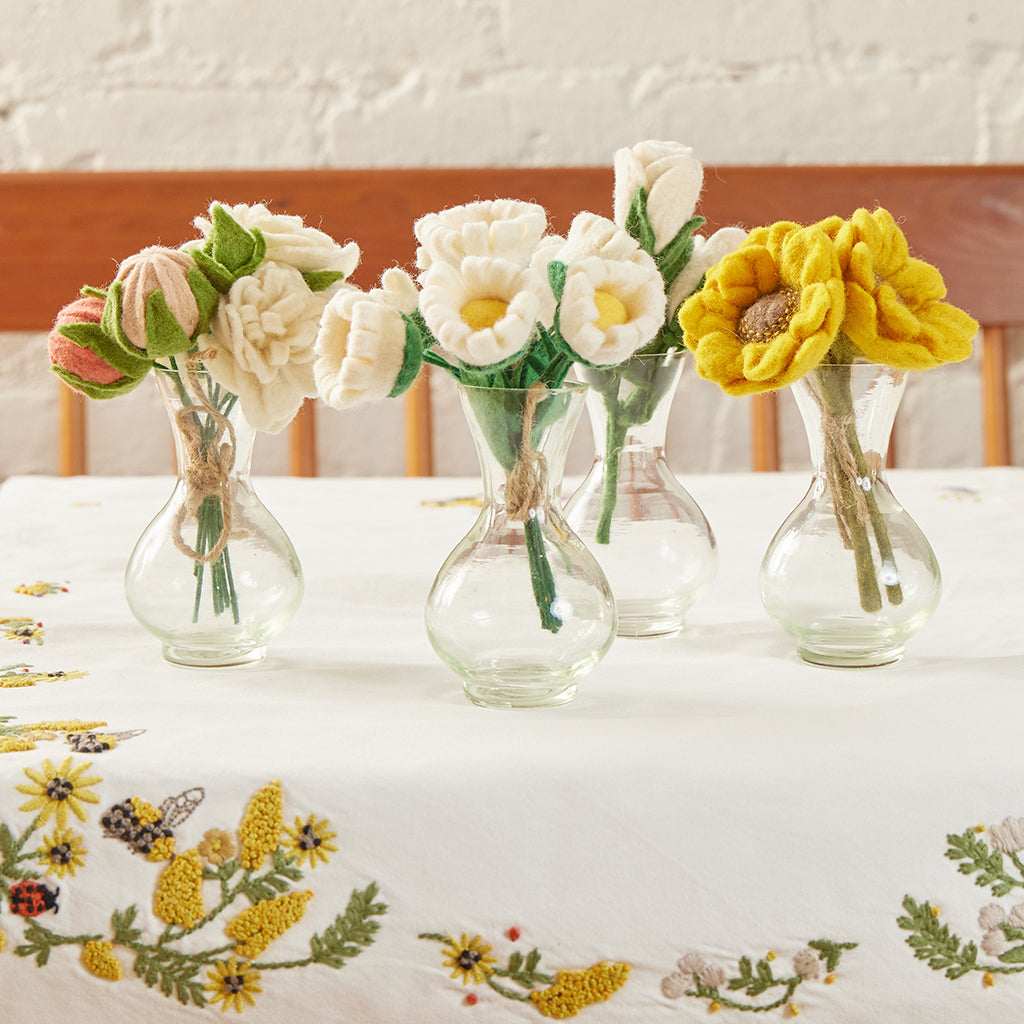 White Rose Flower Bouquet with Vase