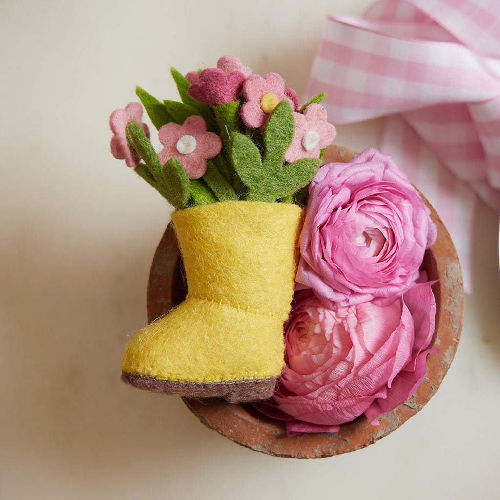 Rain Boot with Flowers Ornament