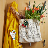 Cotton Canvas Tote Bag - Farmer's Market Print