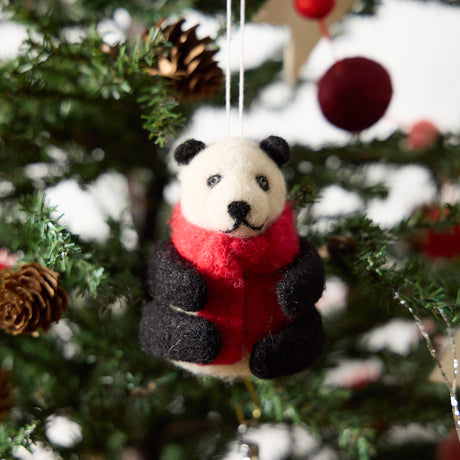 Jolly Red Scarf Panda Ornament