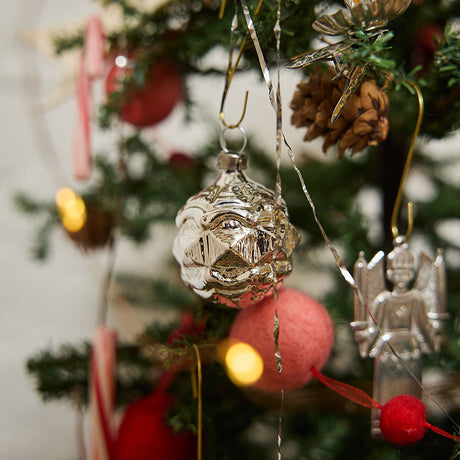 Classic Silver Handblown Glass Ornaments - 6 Piece Set
