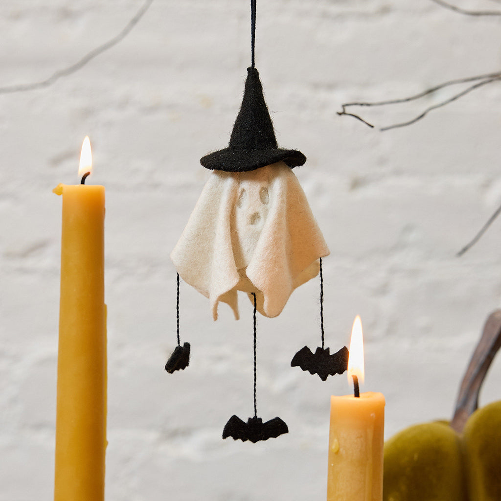 Witch Ghost with Bats Ornament