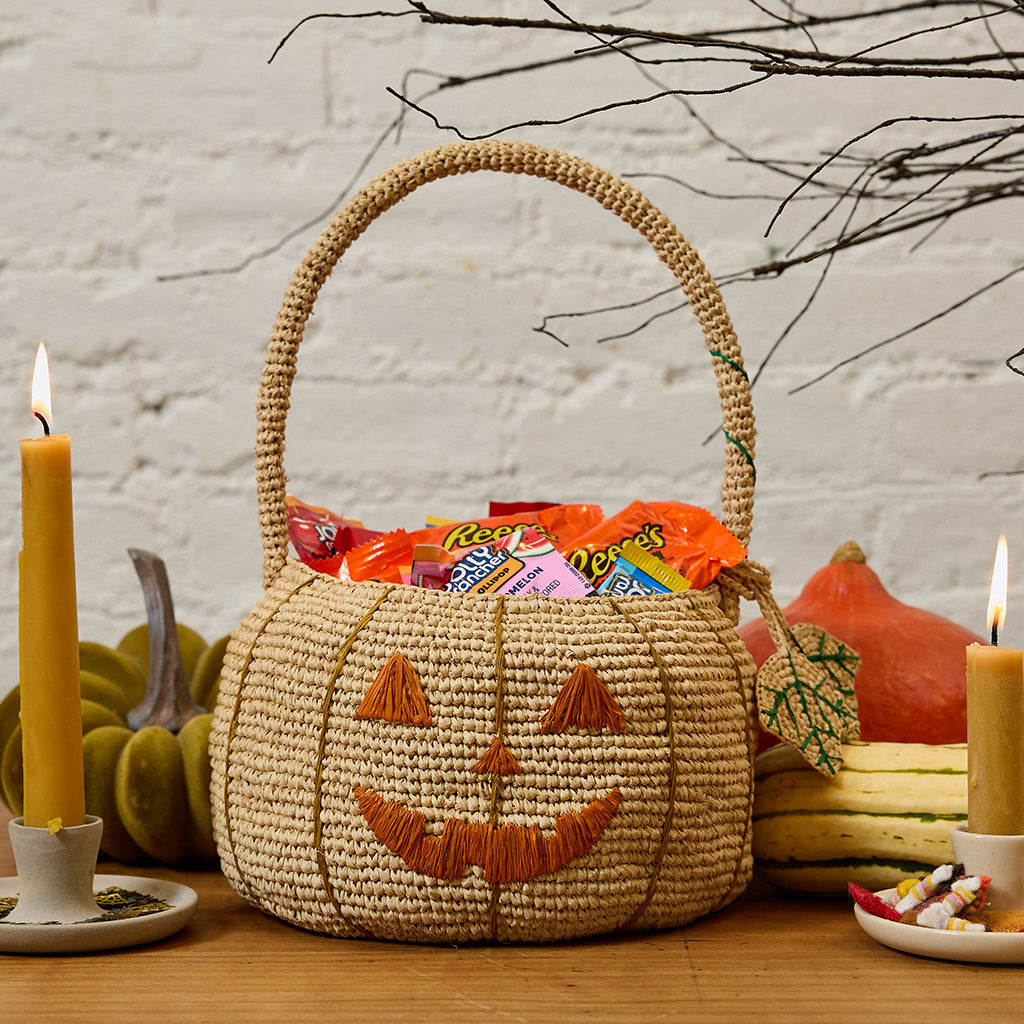 Pumpkin Trick-or-Treat Raffia Basket