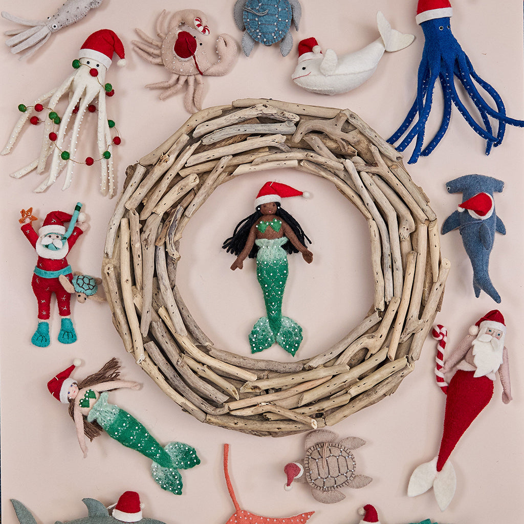 Christmas Mermaid Ornament - Brown