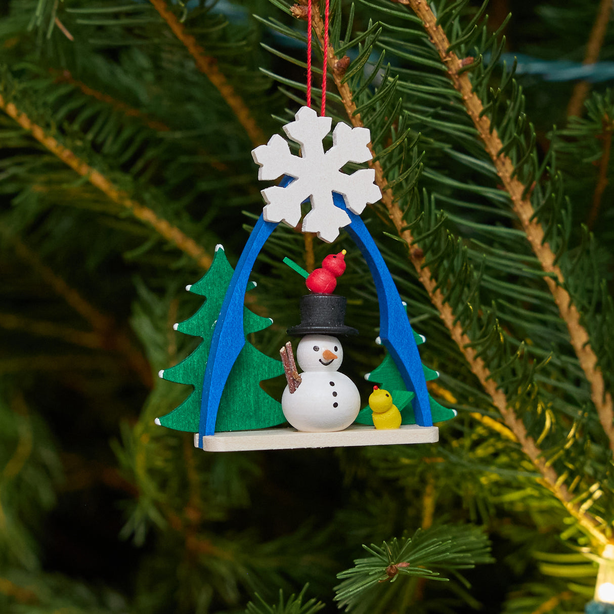 Snowman Arch Handmade German Wooden Ornament