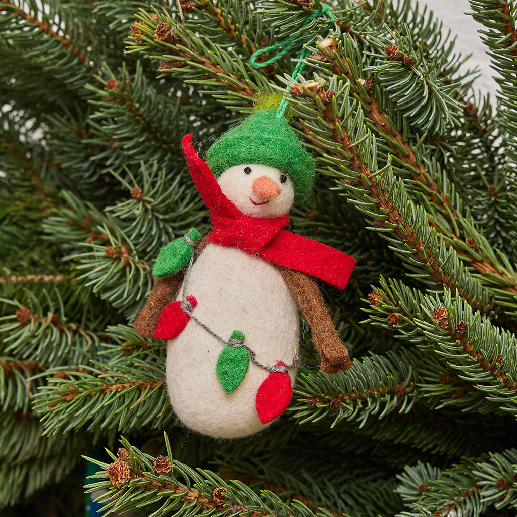 Christmas Lights Snowman Ornament