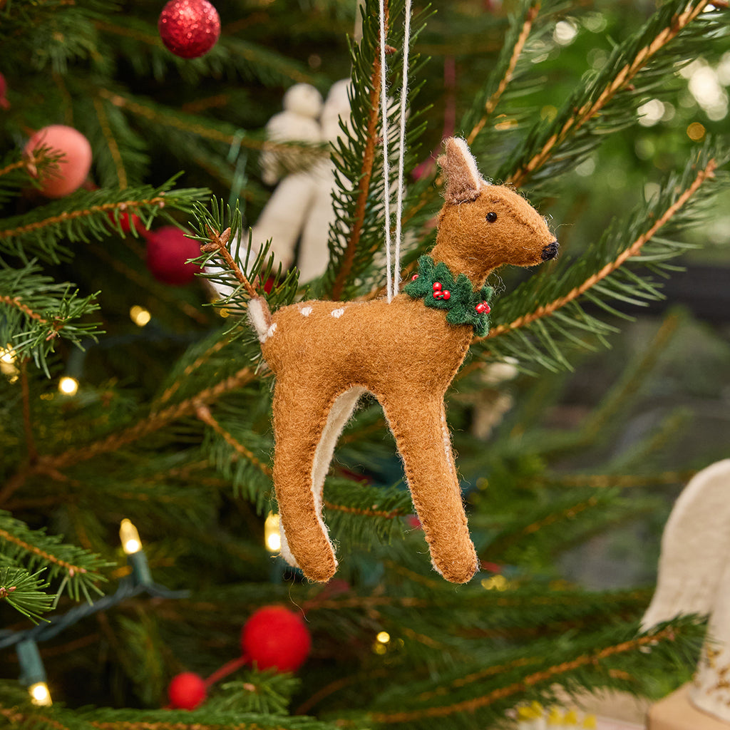 Winter Wreath Fawn Ornament