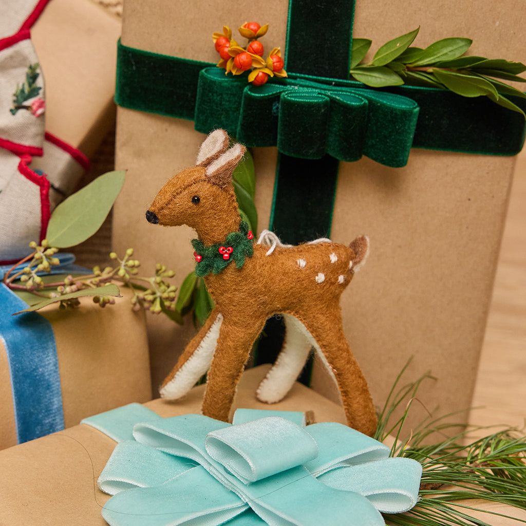 Winter Wreath Fawn Ornament