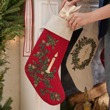 Candle Garland Linen Stocking - Red