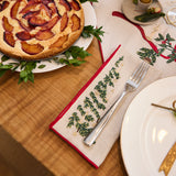 Trees Linen Napkin Set of 4 - Red & Natural