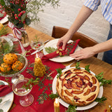 Trees Linen Napkin Set of 4 - Red & Natural