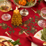 Candle Garland Linen Table Runner - Red