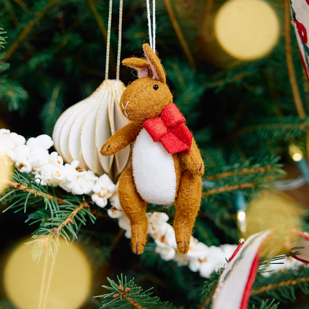 Bunny with Red Bow Ornament