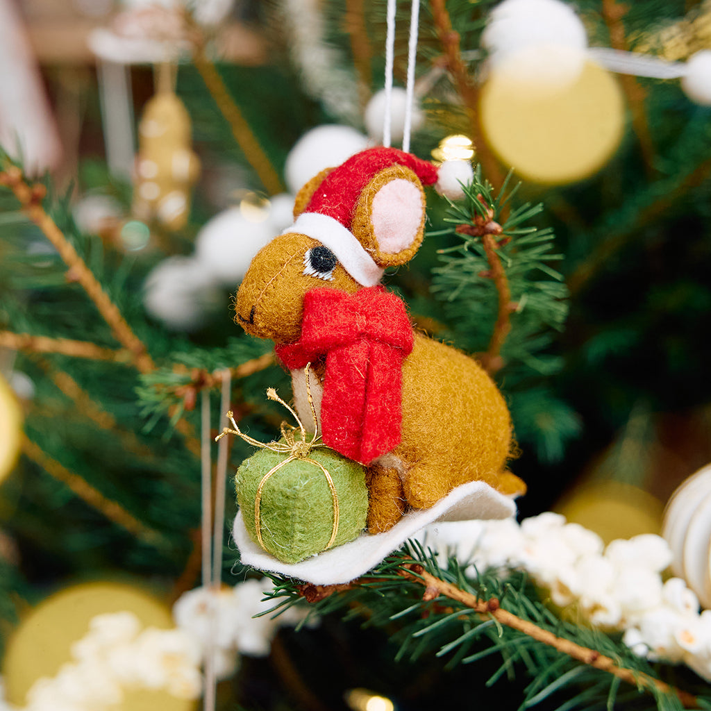 Brown Santa Bunny Ornament