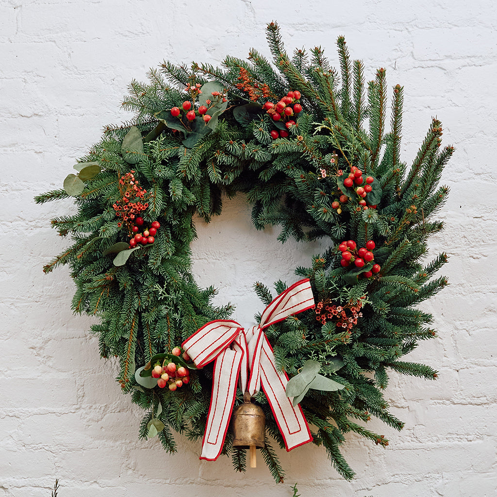 Festive Metal Bell with Hand Embroidered Ribbon