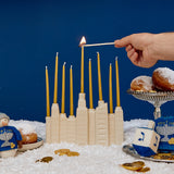 NYC Skyline Ceramic Menorah and Candle Set