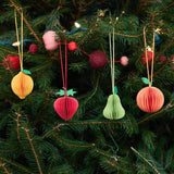 Fruit Honeycomb Paper Mini Ornament Set of 4