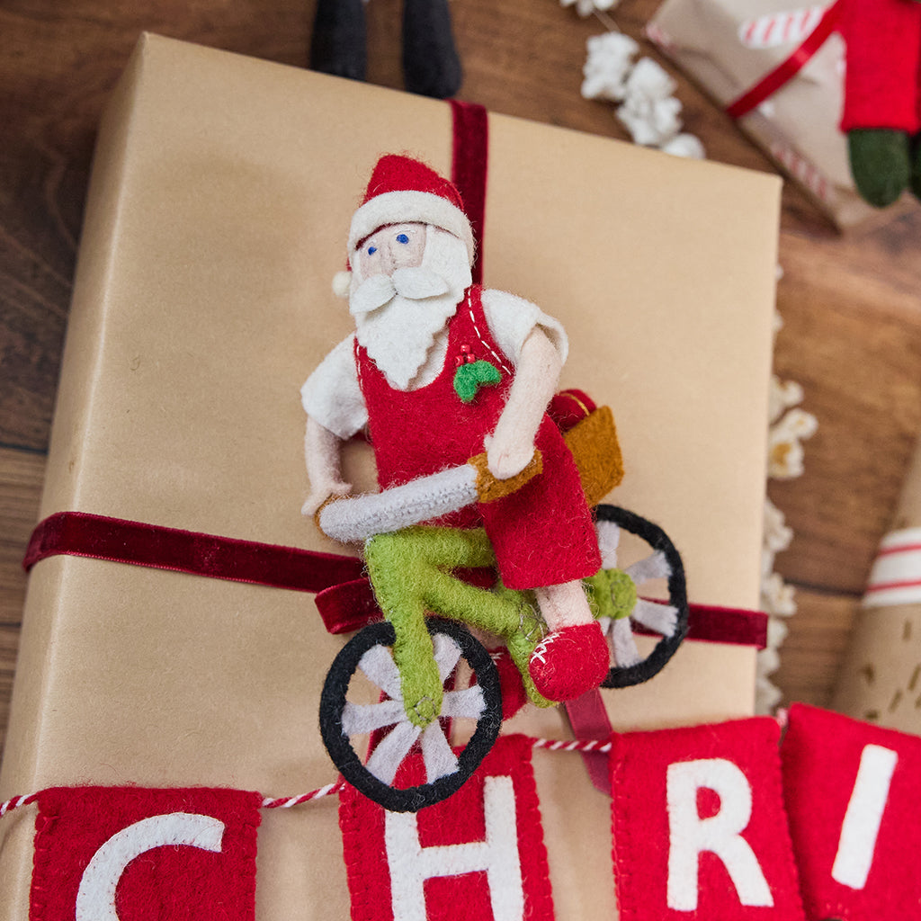 Santa with Bike Ornament