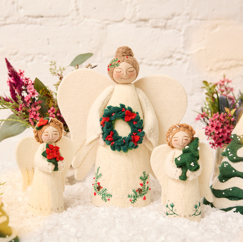 Angel with Poinsettia Bouquet