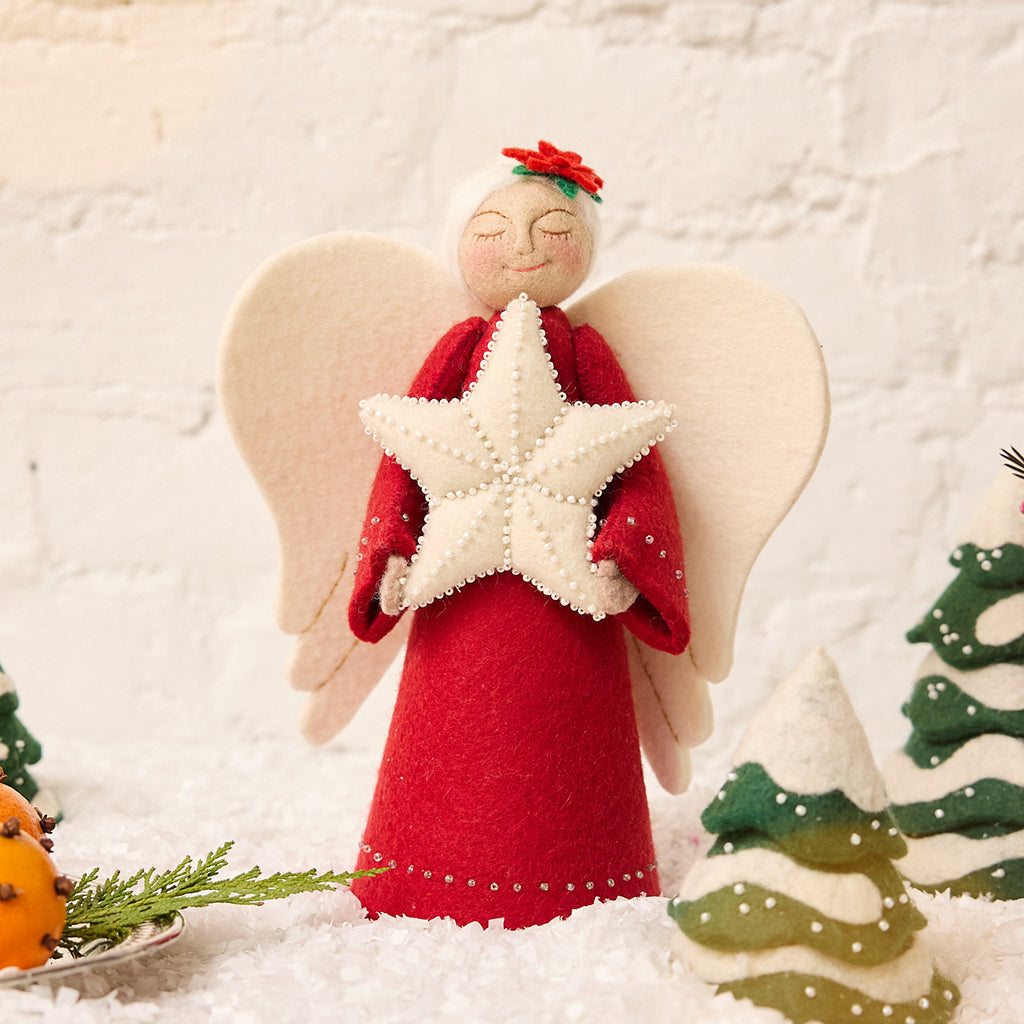 Poinsettia Angel with Star Tree Topper