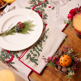 Trees Linen Napkin Set of 4 - Red & Natural