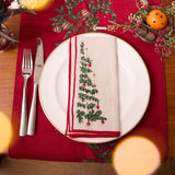 Trees Linen Napkin Set of 4 - Red & Natural