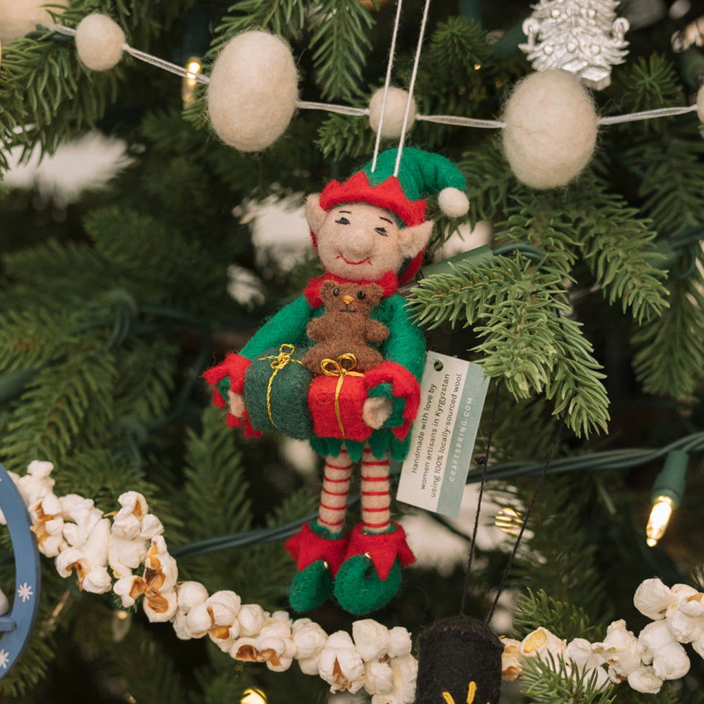 Elf with Gifts Ornament