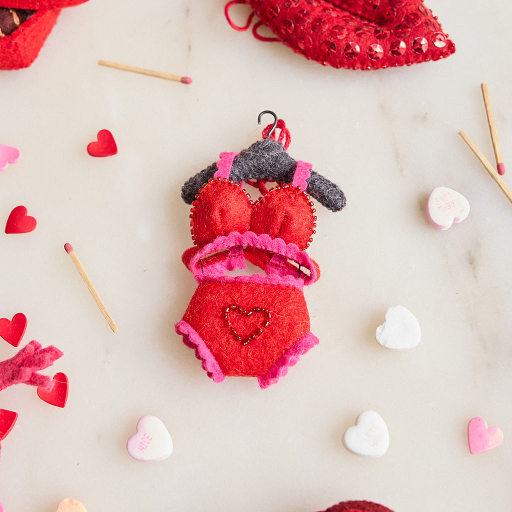 Red Heart Lingerie Set Ornament