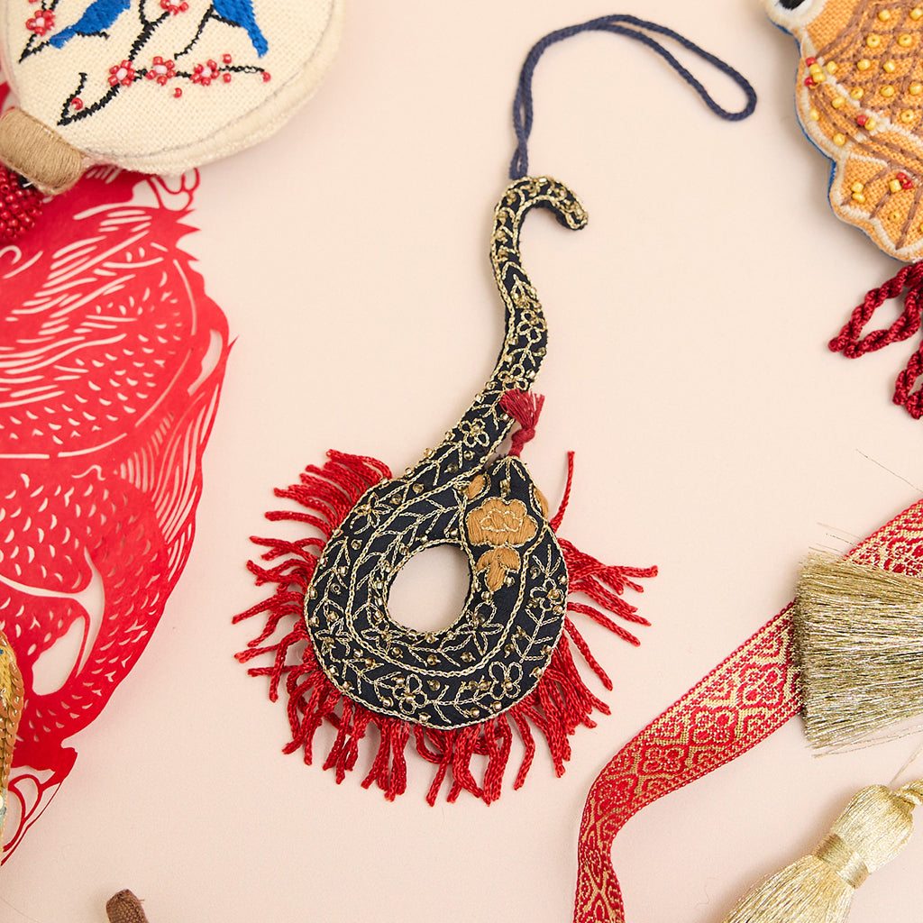 Embroidered Tassel Snake Ornament