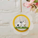 Daisy Cows Wood Ornament