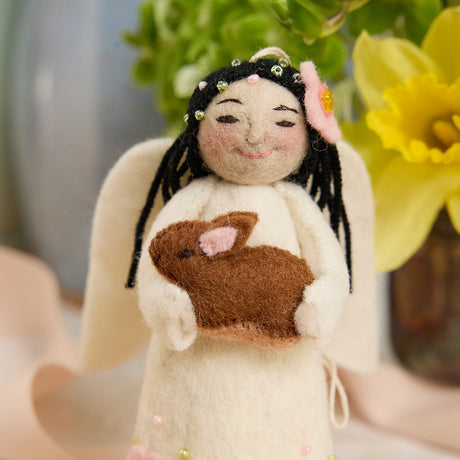 Spring Angel with Bunny - Black Hair