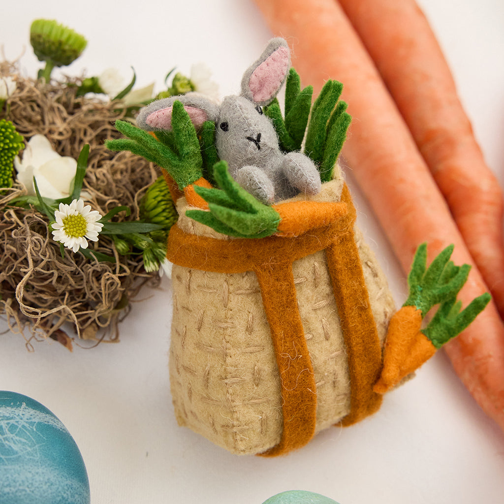 Bunny in Backpack Basket Ornament